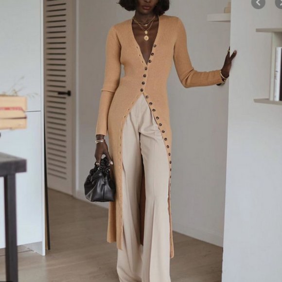 LPA Tan Button-Down Sweater Dress - Picture 9 of 11